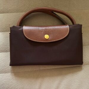 LONGCHAMP Brown Nylon And Leather Trim Travel Bag